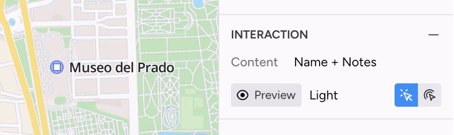 Editor for map interactions
